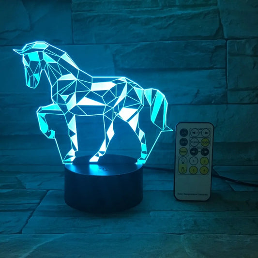 3D LED Race Horse Night Light